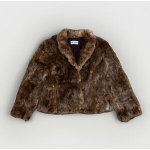 Split End LTD Women Size L Brown Rabbit Fur Luxury Exotic Warm Designer Coat